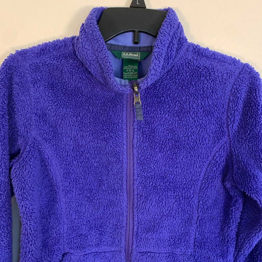 L.L.Bean Kids M 10-12 Purple High Pile Sherpa‎ Fleece Full Zip Jacket 295451